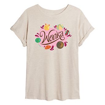 Juniors' Wonka Candy Oversized Tee