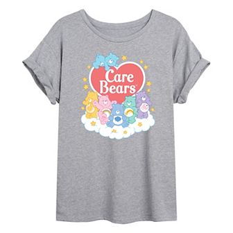 Juniors' Care Bears Pastel Cloud Group Oversized Tee