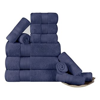 SUPERIOR 12 pc Turkish Cotton Ultra-Plush Towel Set