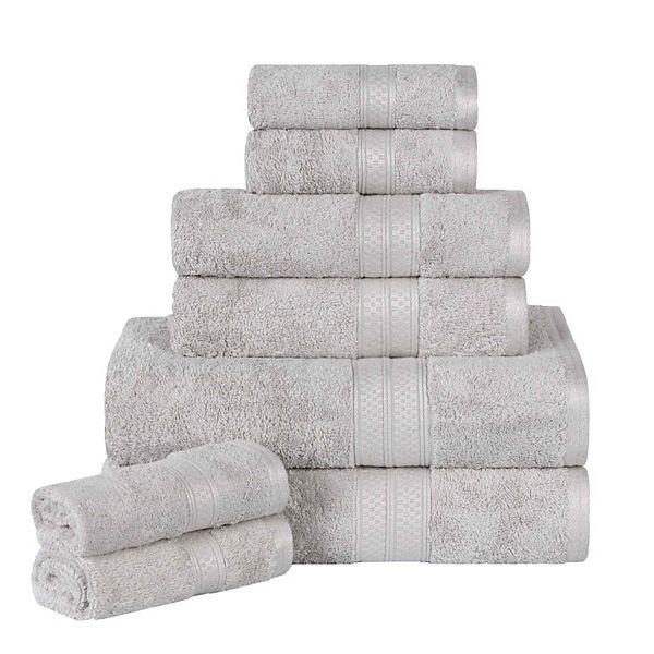 Superior 8-Piece Ultra-Soft Bamboo Bath Towel Set for Bathroom, Spa, and Gym, Chrome