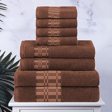 SUPERIOR 8-piece Larissa Cotton Geometric Embroidered Border Towel Set