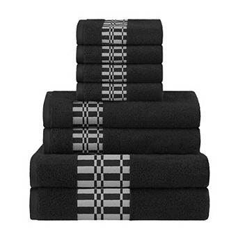 SUPERIOR 8 pc Larissa Cotton Geometric Embroidered Border Towel Set