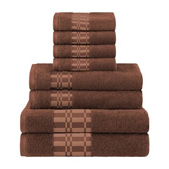 SUPERIOR 8 pc Larissa Cotton Geometric Embroidered Border Towel Set