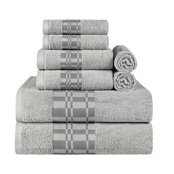 SUPERIOR 8 pc Larissa Cotton Geometric Embroidered Border Towel Set