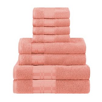 SUPERIOR 8 pc Larissa Cotton Geometric Embroidered Border Towel Set