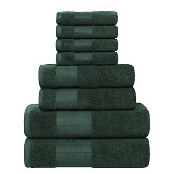 SUPERIOR 8 pc Larissa Cotton Geometric Embroidered Border Towel Set