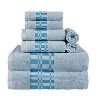 SUPERIOR 8 pc Larissa Cotton Geometric Embroidered Border Towel Set