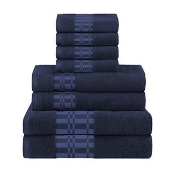SUPERIOR 8 pc Larissa Cotton Geometric Embroidered Border Towel Set