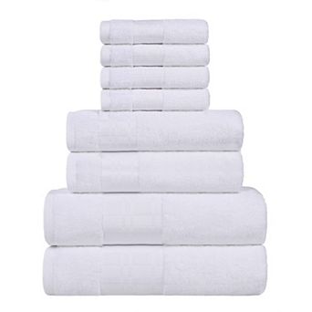 SUPERIOR 8 pc Larissa Cotton Geometric Embroidered Border Towel Set