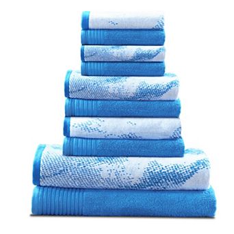 SUPERIOR 10 pc Cotton Solid and Marble Towel Set