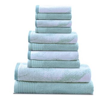 SUPERIOR 10 pc Cotton Solid and Marble Towel Set