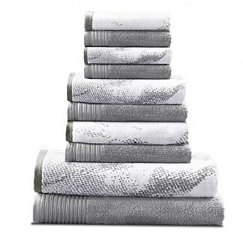 SUPERIOR 10 pc Cotton Solid and Marble Towel Set