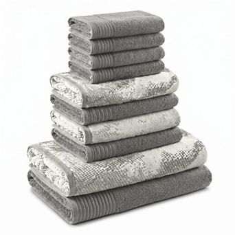 SUPERIOR Marble & Solid Jacquard 10 pc Cotton Towel Set