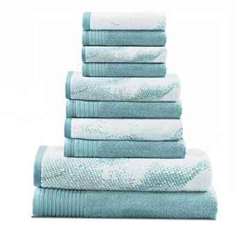 SUPERIOR 10 pc Cotton Solid and Marble Towel Set