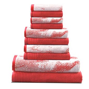 SUPERIOR 10 pc Cotton Solid and Marble Towel Set