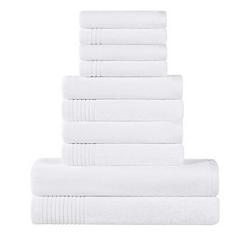 SUPERIOR 10 pc Cotton Solid and Marble Towel Set