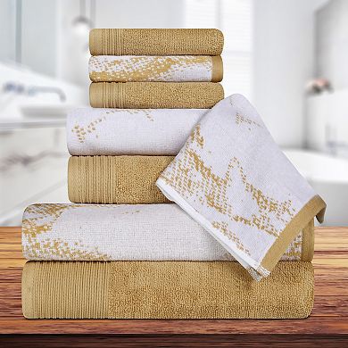 SUPERIOR 8-piece Cotton Solid and Marble Towel Set