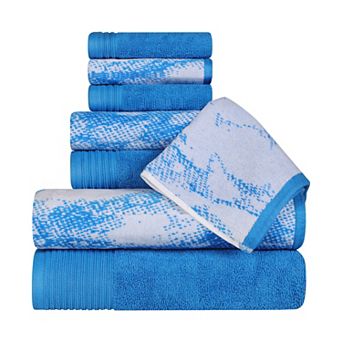 SUPERIOR 8 pc Cotton Solid and Marble Towel Set