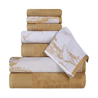 SUPERIOR 8 pc Cotton Solid and Marble Towel Set