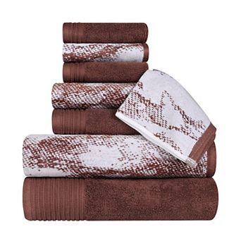 SUPERIOR 8 pc Cotton Solid and Marble Towel Set