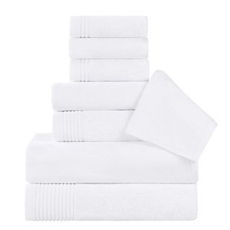 SUPERIOR 8 pc Cotton Solid and Marble Towel Set