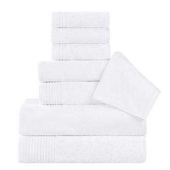 SUPERIOR 8 pc Cotton Solid and Marble Towel Set