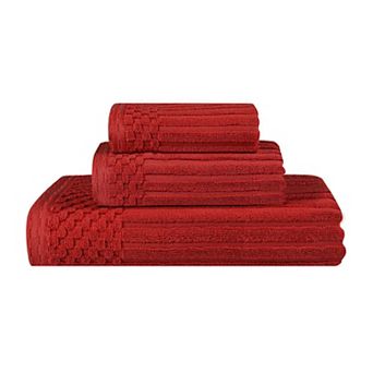 SUPERIOR 3 pc Soho Ribbed Textured Cotton Towel Set