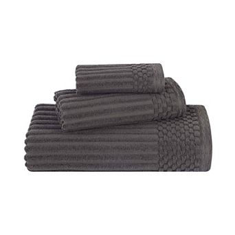 SUPERIOR 3 pc Soho Ribbed Textured Cotton Towel Set