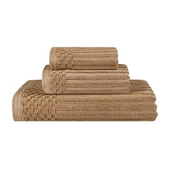 SUPERIOR 3 pc Soho Ribbed Textured Cotton Towel Set