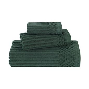 SUPERIOR 3 pc Soho Ribbed Textured Cotton Towel Set