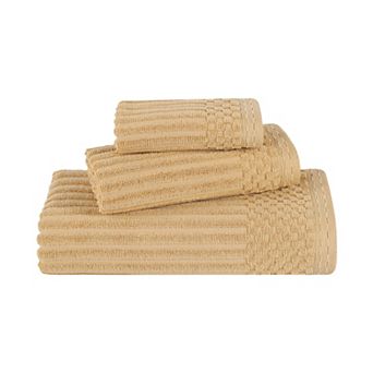 SUPERIOR 3 pc Soho Ribbed Textured Cotton Towel Set