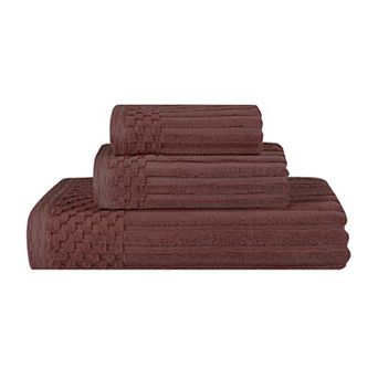 SUPERIOR 3 pc Soho Ribbed Textured Cotton Towel Set