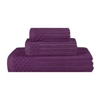 SUPERIOR 3 pc Soho Ribbed Textured Cotton Towel Set