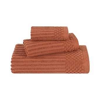 SUPERIOR 3 pc Soho Ribbed Textured Cotton Towel Set