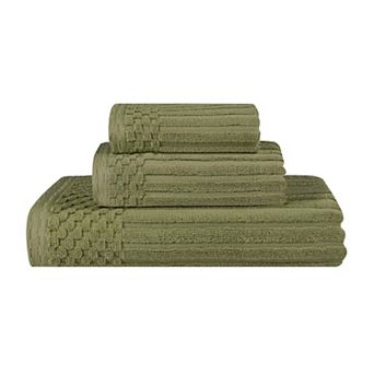 SUPERIOR 3 pc Soho Ribbed Textured Cotton Towel Set