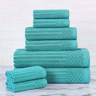 SUPERIOR 8-piece Soho Ribbed Textured Cotton Towel Set