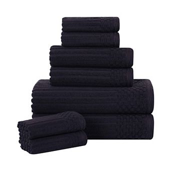 SUPERIOR 8 pc Soho Ribbed Textured Cotton Towel Set