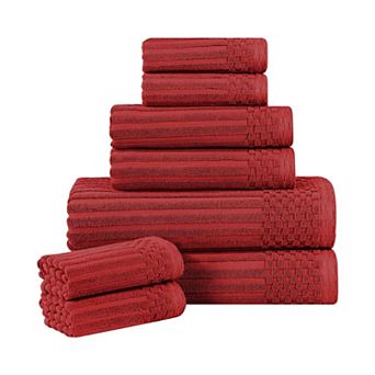 SUPERIOR 8 pc Soho Ribbed Textured Cotton Towel Set