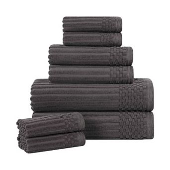 SUPERIOR 8 pc Soho Ribbed Textured Cotton Towel Set