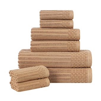 SUPERIOR 8 pc Soho Ribbed Textured Cotton Towel Set