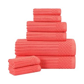 SUPERIOR 8 pc Soho Ribbed Textured Cotton Towel Set