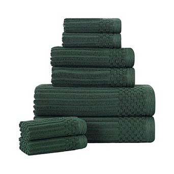 SUPERIOR 8 pc Soho Ribbed Textured Cotton Towel Set