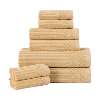 SUPERIOR 8 pc Soho Ribbed Textured Cotton Towel Set