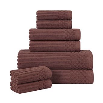 SUPERIOR 8 pc Soho Ribbed Textured Cotton Towel Set