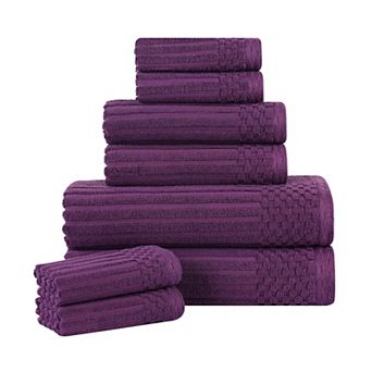 SUPERIOR 8 pc Soho Ribbed Textured Cotton Towel Set