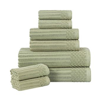 SUPERIOR 8 pc Soho Ribbed Textured Cotton Towel Set