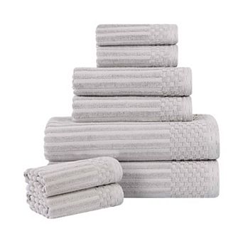 SUPERIOR 8 pc Soho Ribbed Textured Cotton Towel Set