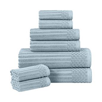 SUPERIOR 8 pc Soho Ribbed Textured Cotton Towel Set