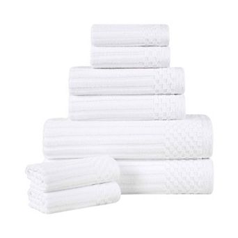 SUPERIOR 8 pc Soho Ribbed Textured Cotton Towel Set