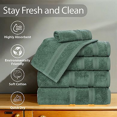 SUPERIOR Smart Dry 6-Piece Zero Twist Cotton Towel Set
